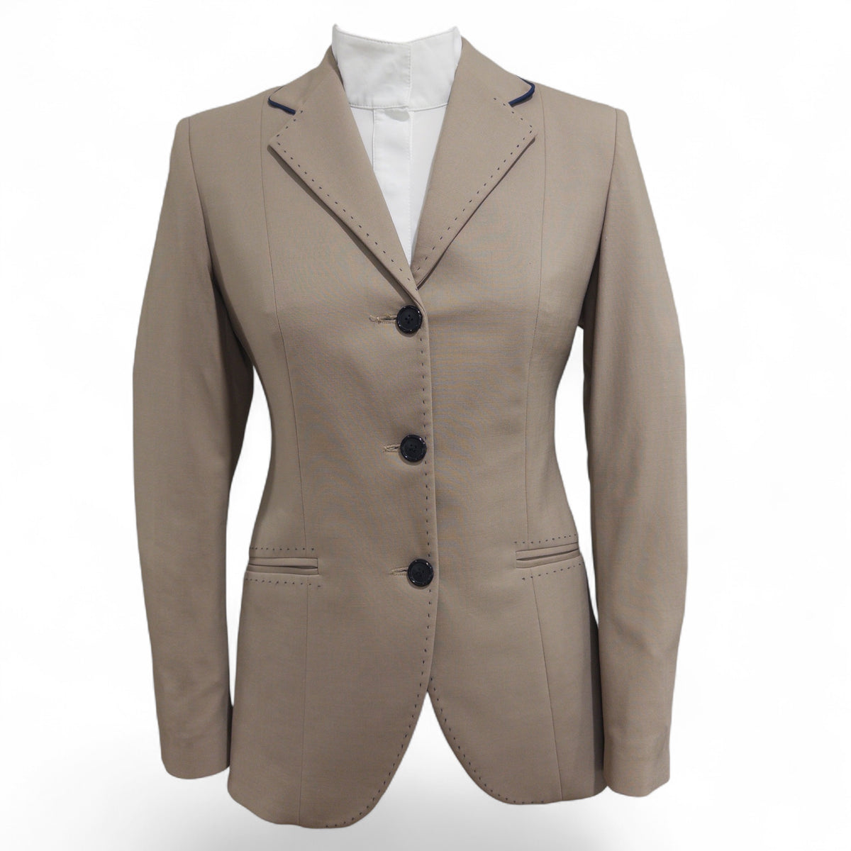 ALE Tailored Clothing Custom Show Coat "The Iconic" Women's Tan with Blue Trim / Size IT 40