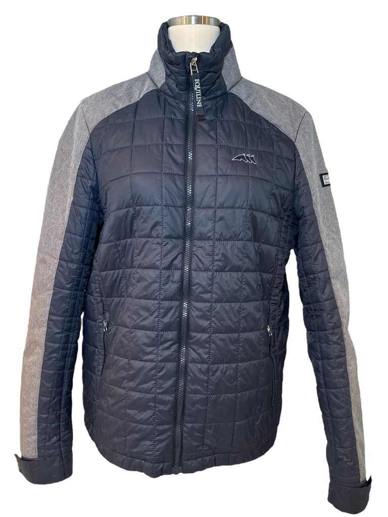 Equiline Men's Padded Jacket Navy and Grey Size Medium