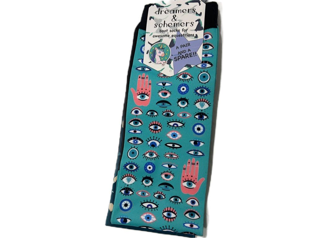 Dreamers & Schemers Evil Eye Boot Socks New w/Tags Medium