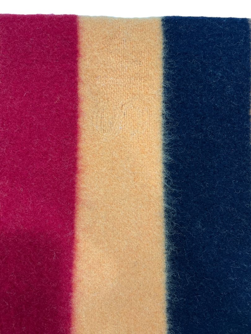 Integrity Linens Wool Blanket / Wool Cooler Yellow Black & Red Strips 68" x 80"