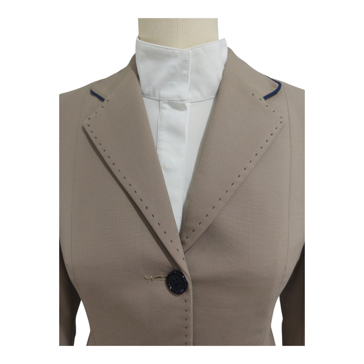 ALE Tailored Clothing Custom Show Coat "The Iconic" Women's Tan with Blue Trim / Size IT 40