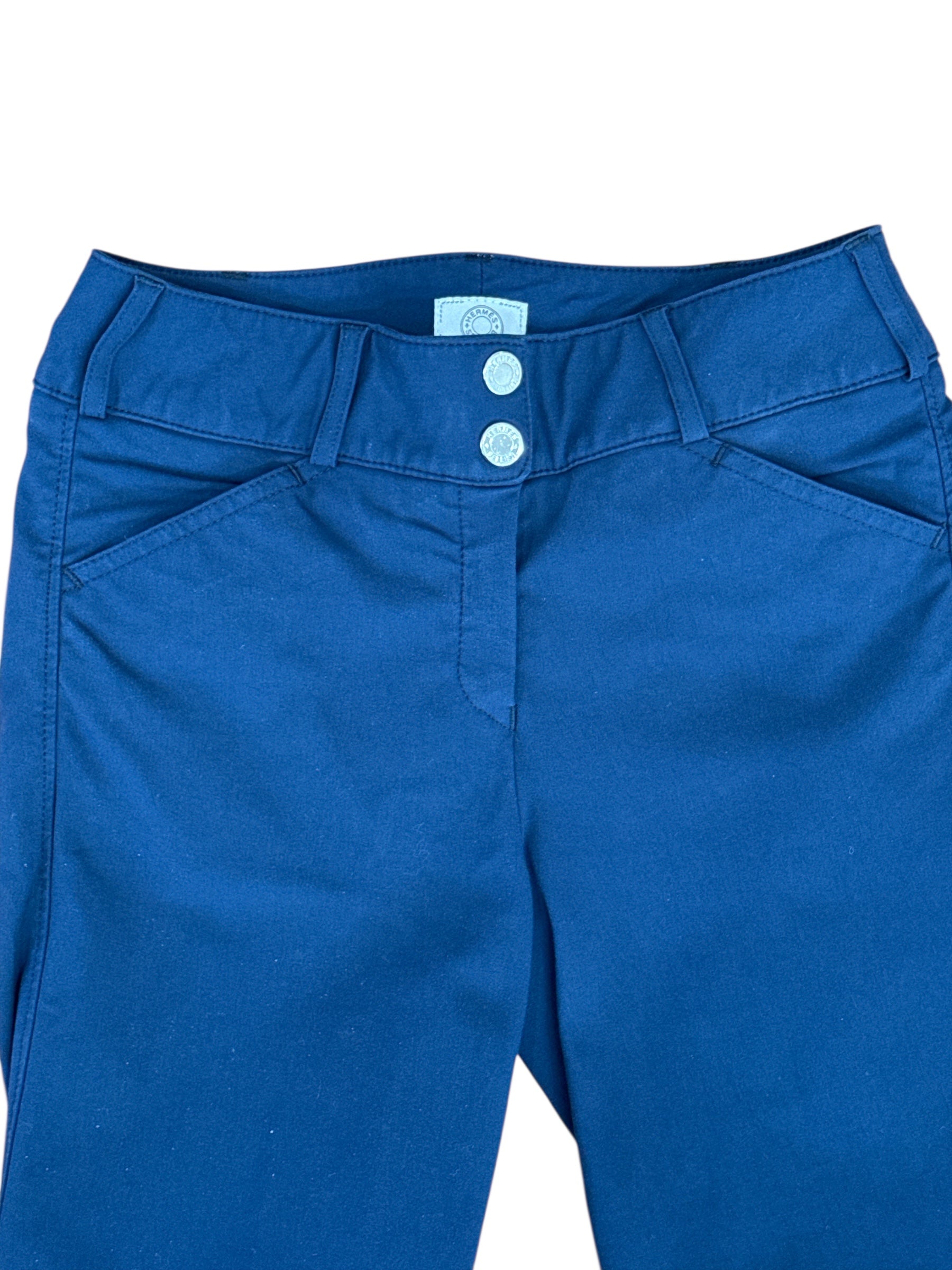 Hermes Women's Knee Patch Jump Breeches - Blue / Size US 26 (FR 36)