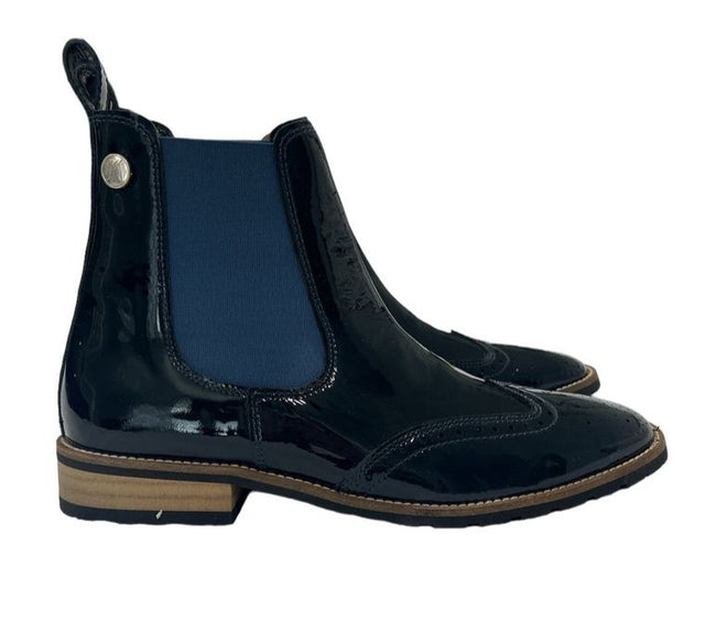 Montar Navy Blue Women's Blue Patent Leather Paddock Jodphur Boots