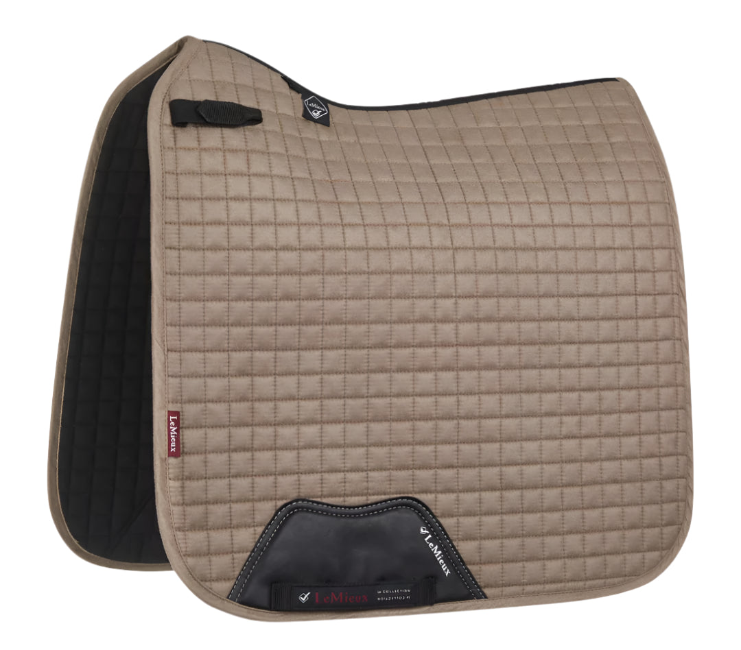 LeMieux Pro Sport Suede Dressage Square Saddle Pad - Size Large Grey/Tan