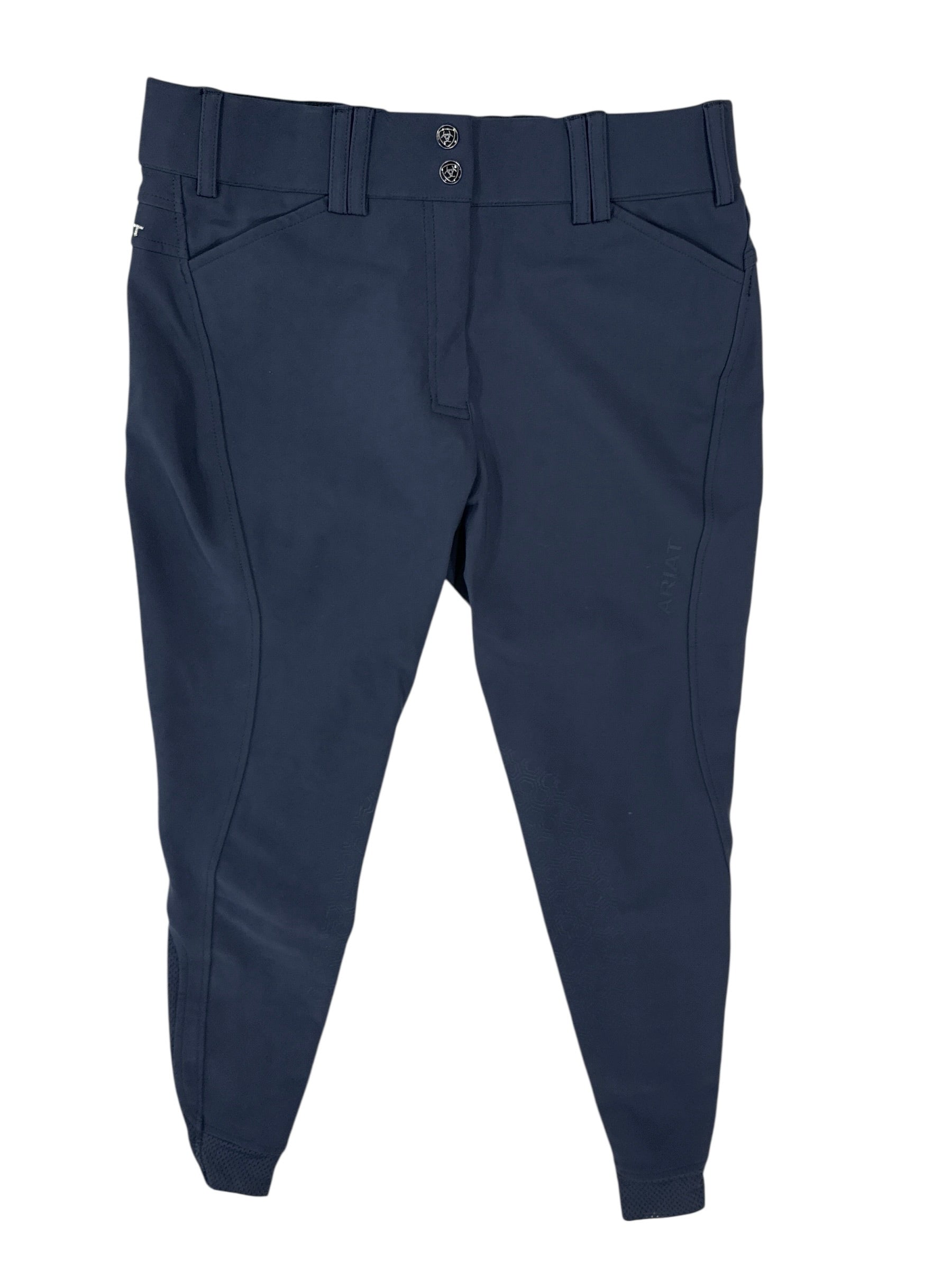 Navy blue pants on a white background