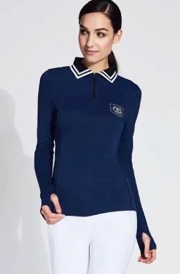 Noel Asmar Flora Long Sleeve Polo Shirt - Navy / Size XS