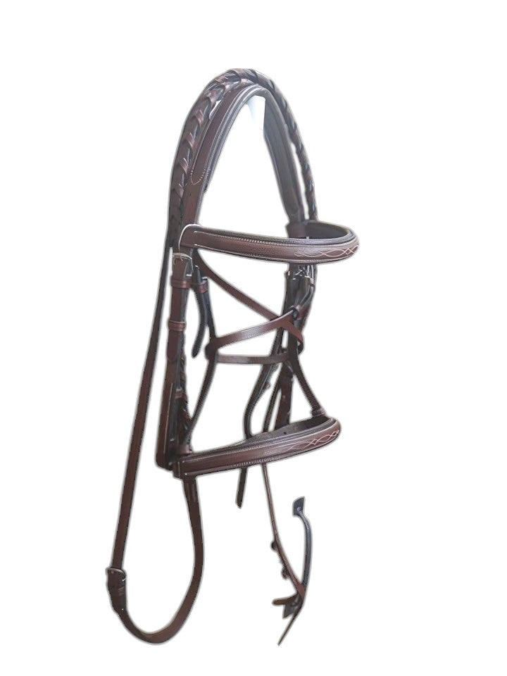 Beval Gladstone Fancy Stitch Bridle - Pony Size with Braided Reins