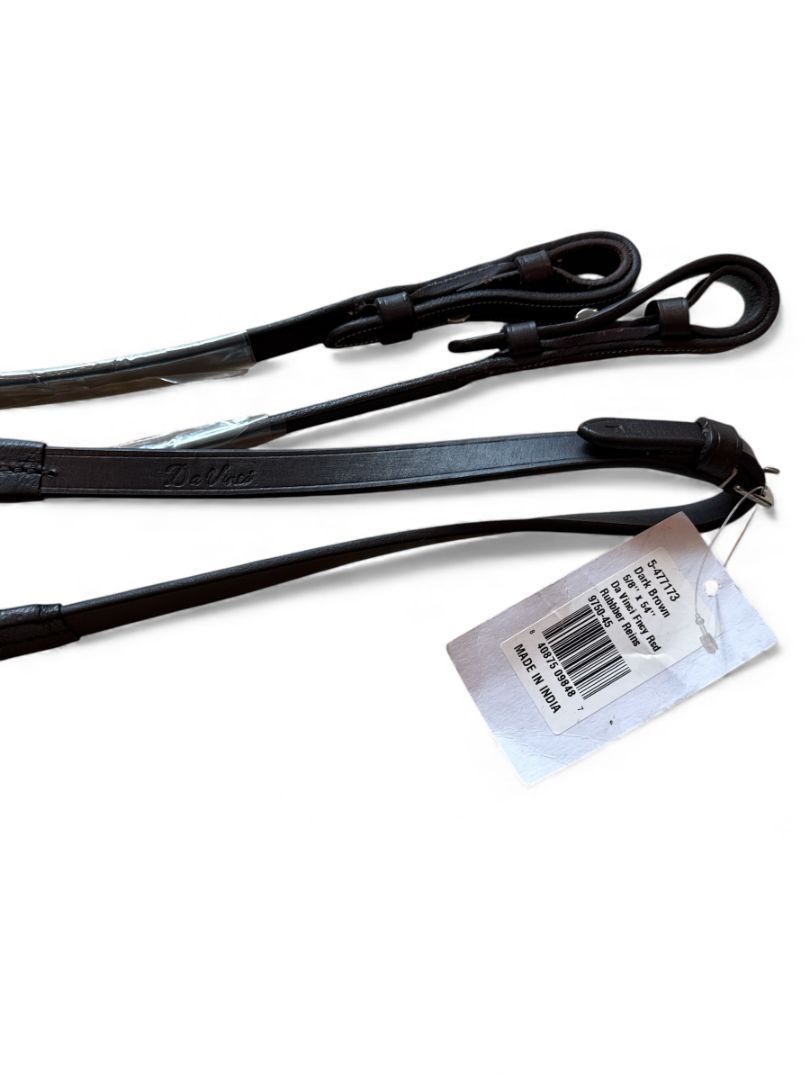 DaVinci Fancy Raised Rubber Rein Dark Brown 5/8" x 54" NEW