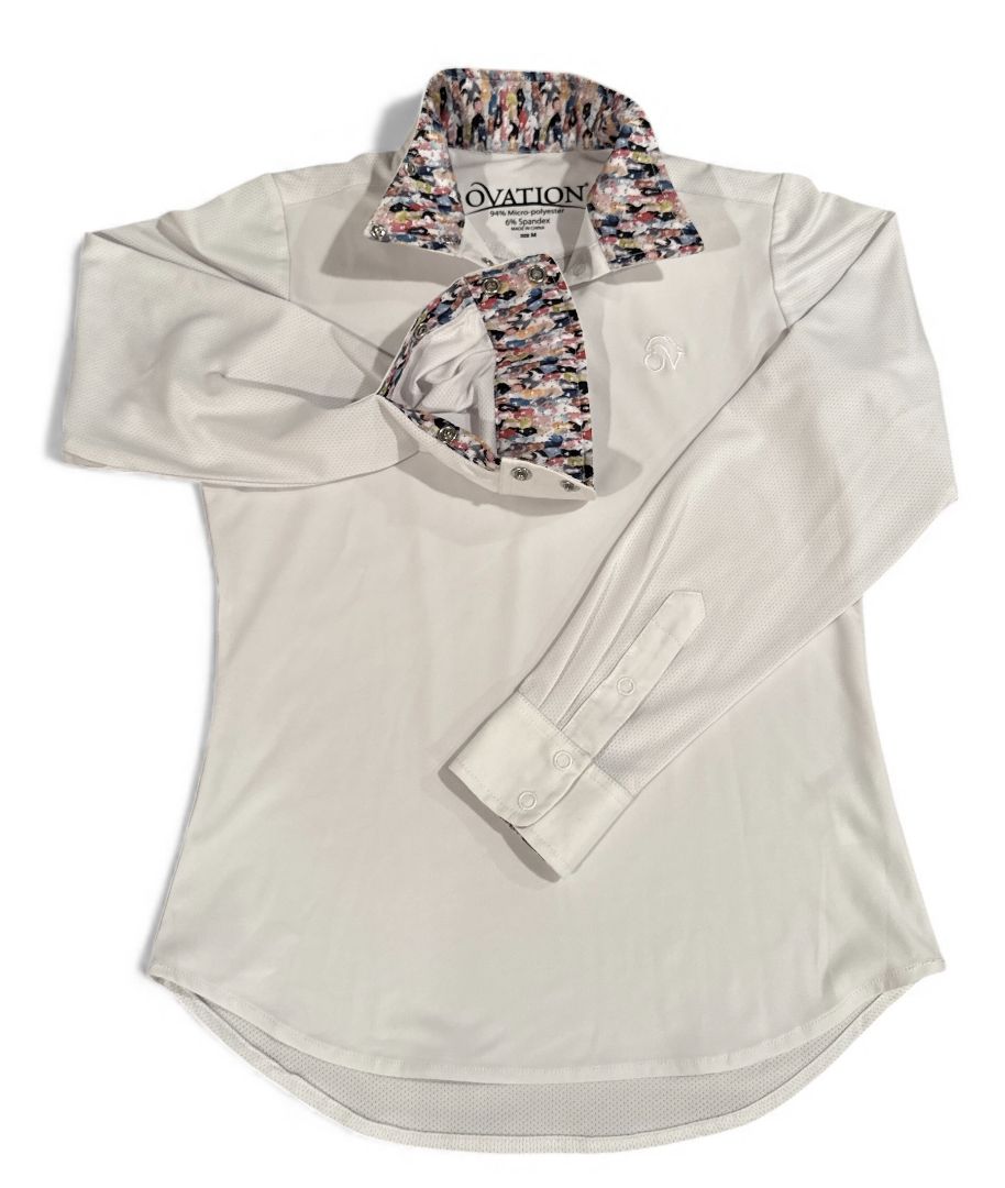 Ovation Kids Ellie Long Sleeve Show Shirt - White / Size Youth Medium