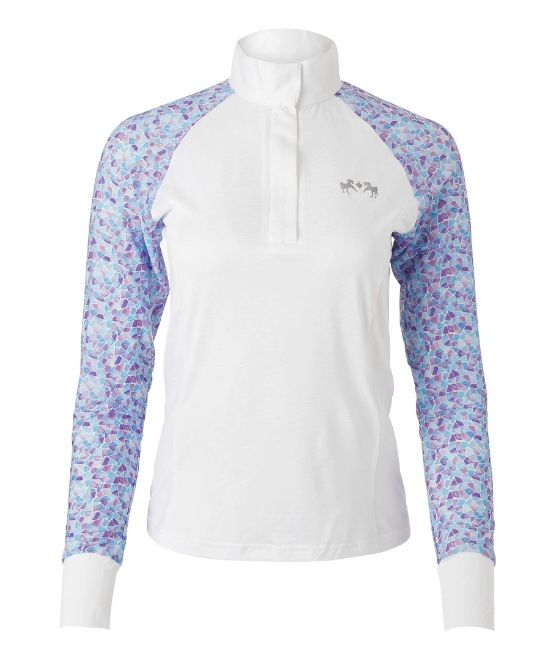 Equine Couture Smyrna Long Sleeve Show Shirt - White Mosaic /Size XXX Large