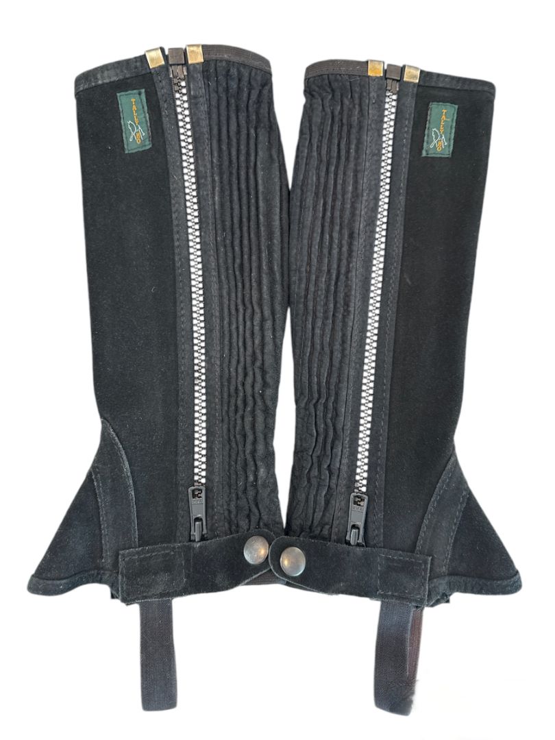 Tally Ho Children's Suede Half Chaps - Black / Size Small