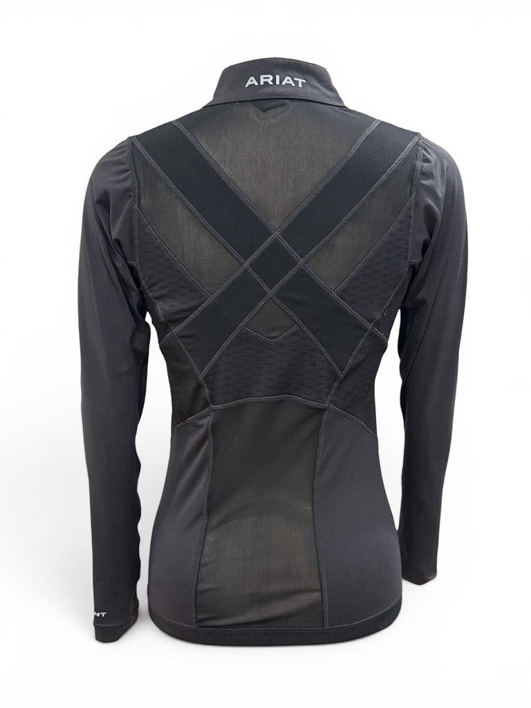 Ariat Women's Ascent 1/4 Zip Baselayer Training Shirt - Black / Size Small