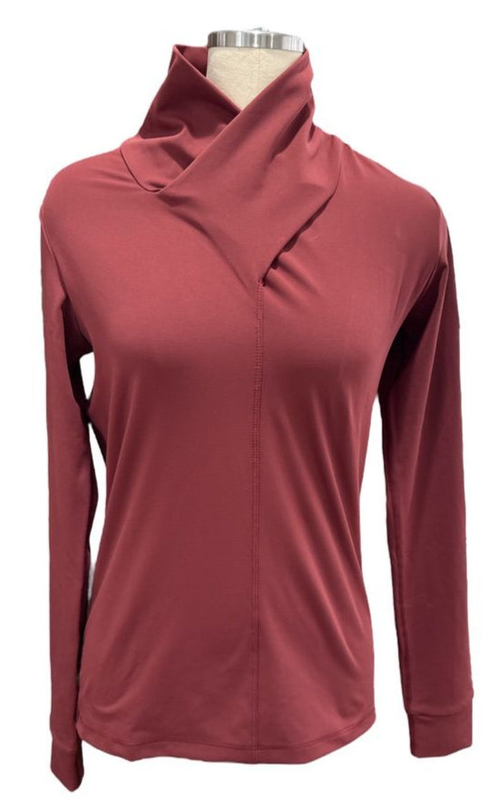 Horze Raquel Training Shirt High Neck - Merlot / Size US 8 NEW