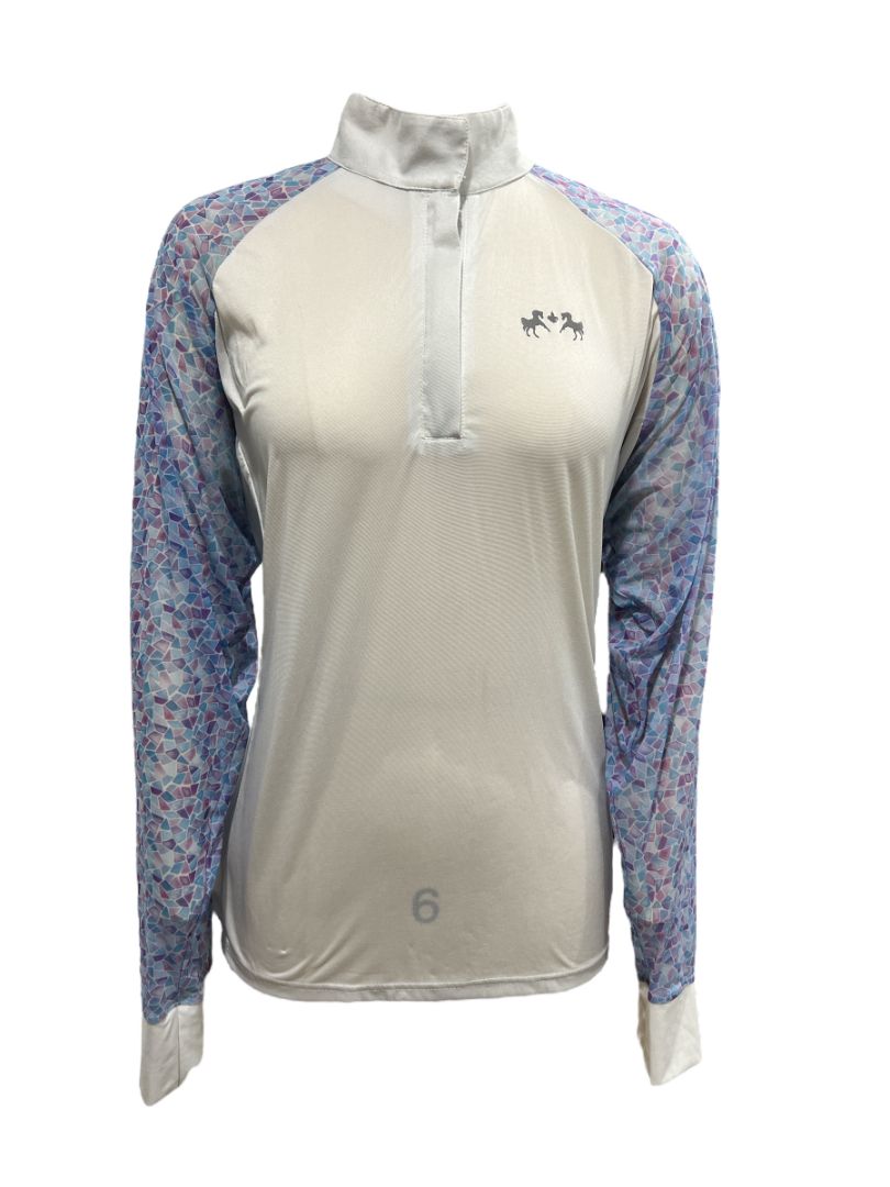 Equine Couture Smyrna Long Sleeve Show Shirt - White Mosaic /Size XXX Large