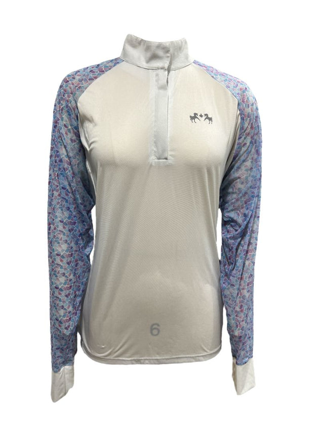 Equine Couture Smyrna Long Sleeve Show Shirt - White Mosaic /Size XXX Large