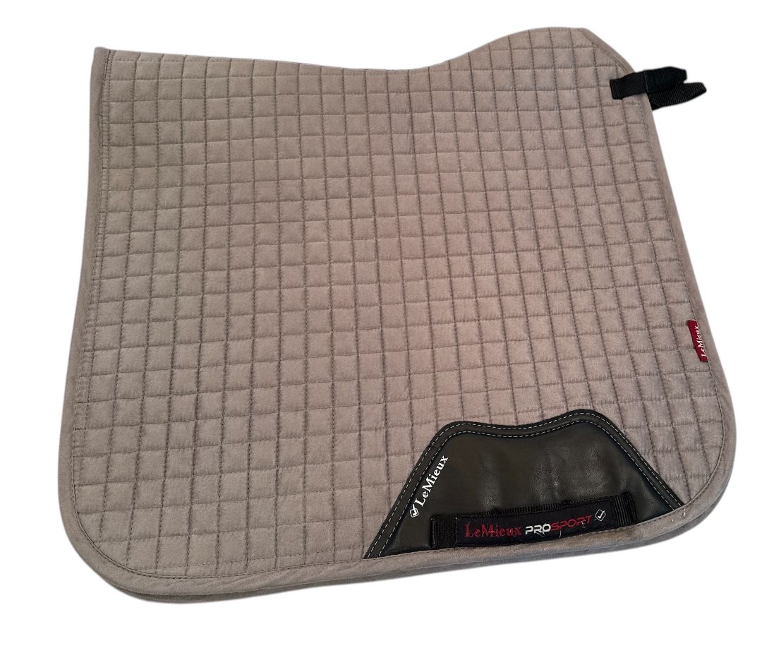 LeMieux Pro Sport Suede Dressage Square Saddle Pad - Size Large Grey/Tan