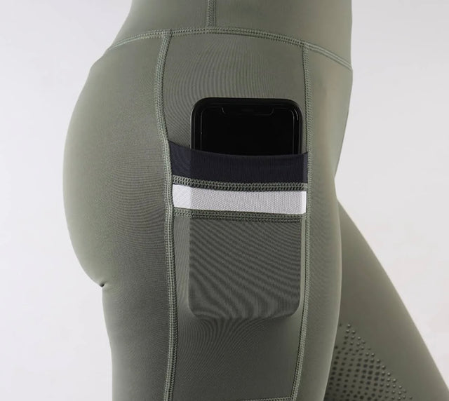 Kingsland F-Tec Compression Tights Knee Grip KL Karina - Green Agave / Size Medium NEW