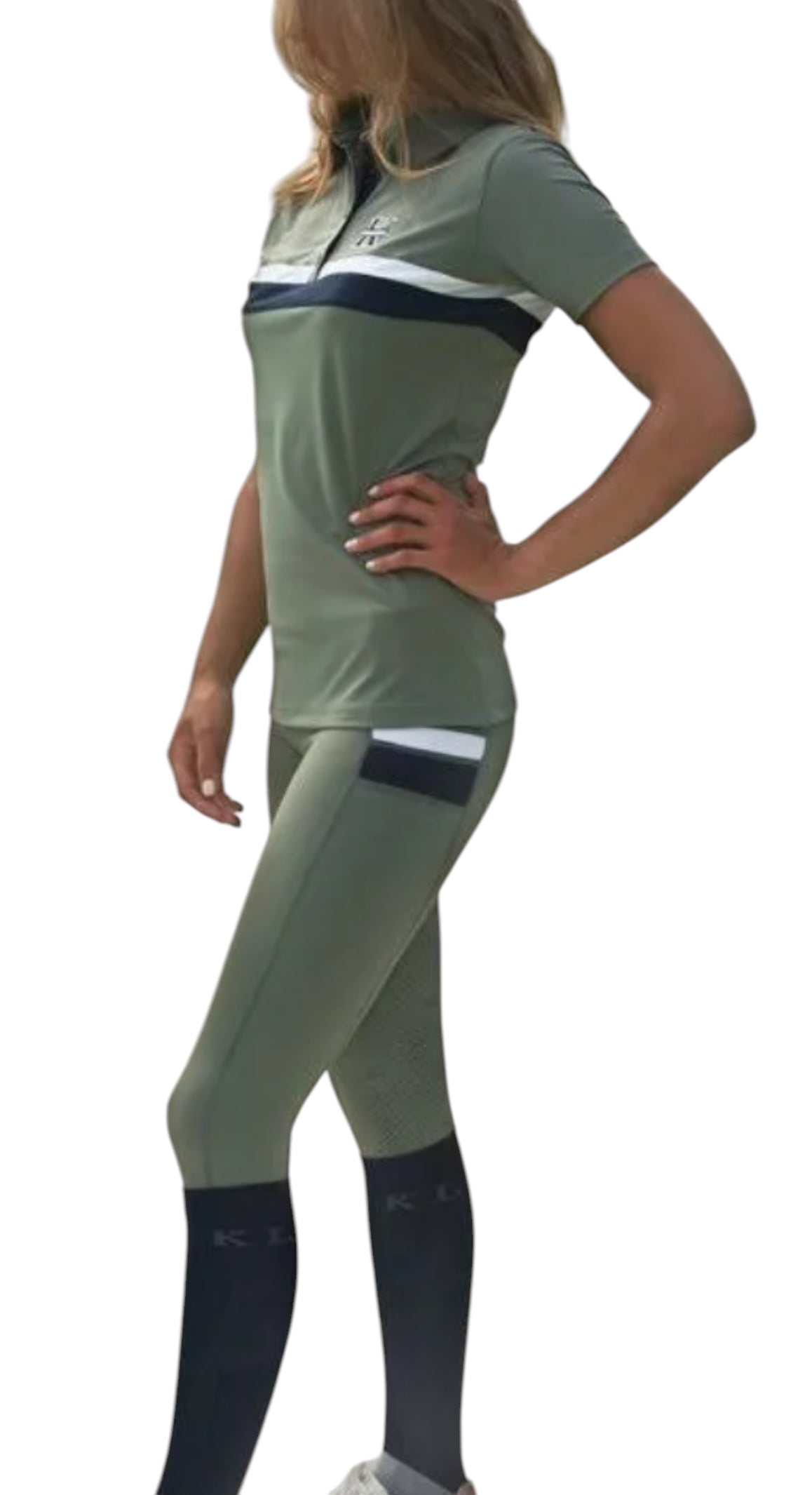 Kingsland F-Tec Compression Tights Knee Grip KL Karina - Green Agave / Size Medium NEW