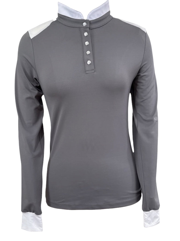 Free Ride Equestrian Devon Women's Show Shirt - Grey / Size Medium NEW