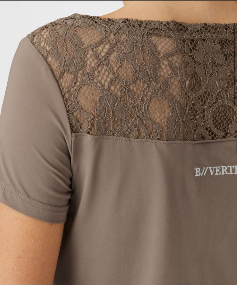 B Vertigo Natalia Women's Boat Neck Lace Shirt /Fossil Brown - Size US 6 NEW