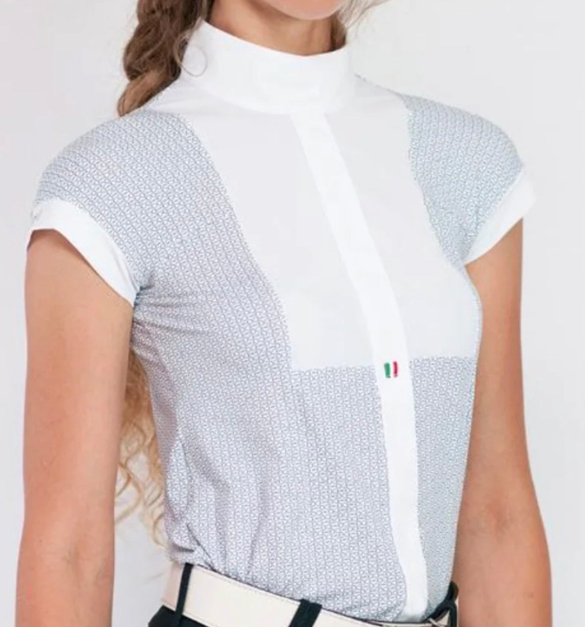 For Horses Woman's Aria Show Shirt - Navy Bit White / Size Small