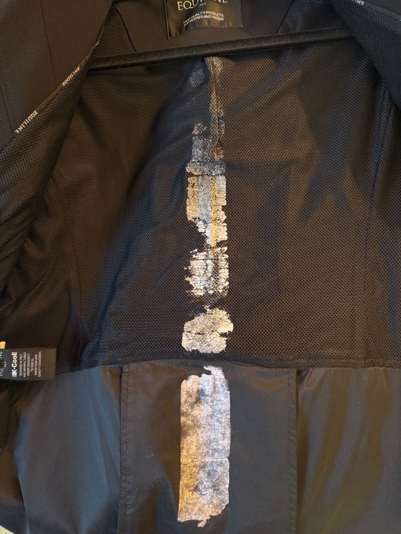 Equiline Mackenzie Hunter Shadbelly Show Coat- Black / Yellow Points / Size IT 44