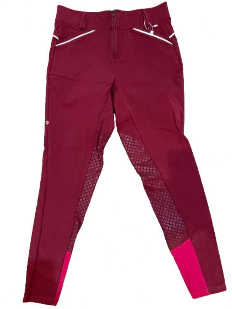 For Horses Women’s Pat Knee Patch Breeches -Bordeaux /  IT 42