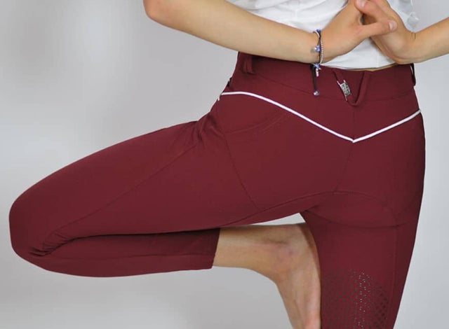 For Horses Women’s Pat Knee Patch Breeches -Bordeaux /  IT 42