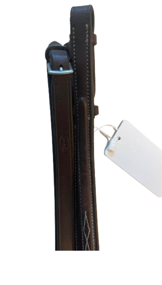 Beval Fancy Stitched Raised Laced Rein 5/8 - Dark Brown -Horse