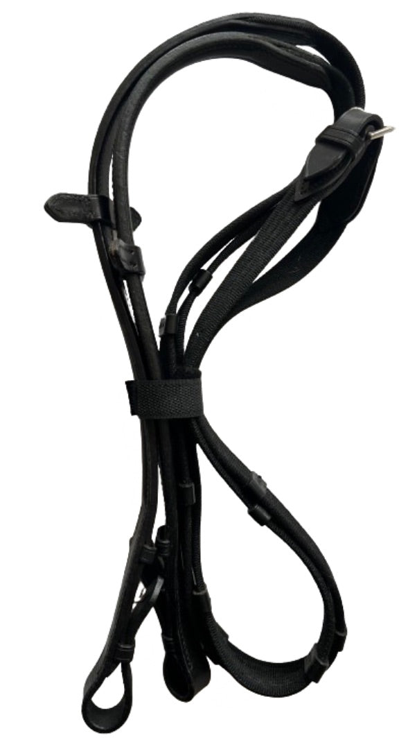 Black Cotton Web Reins - Horse 5/8" 5 stoppers
