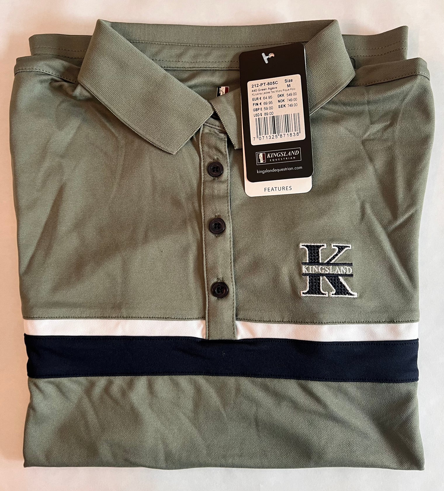 Kingsland Lukina Women's Micro Pique Polo Green Agave / Size Medium NEW