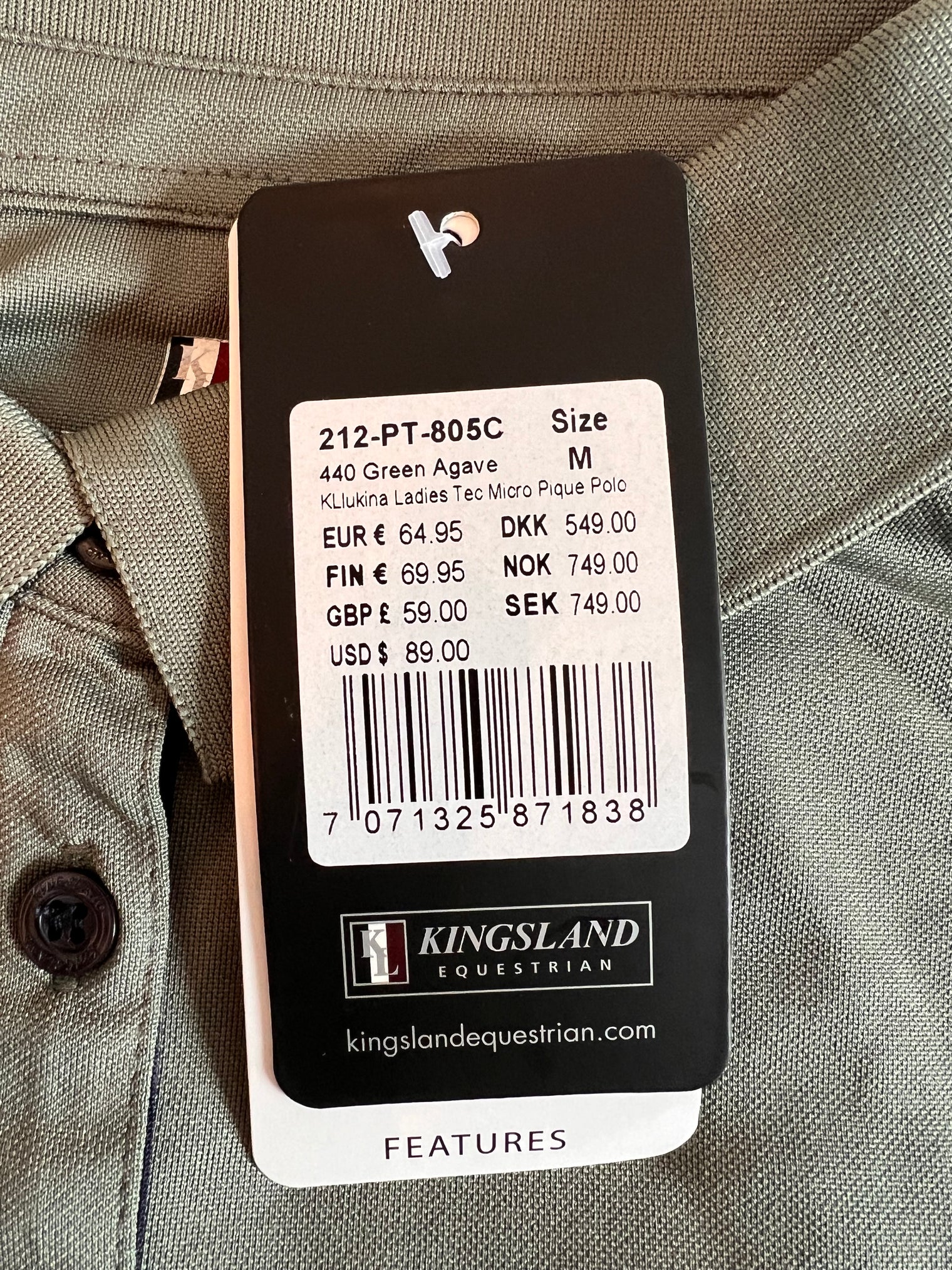 Kingsland Lukina Women's Micro Pique Polo Green Agave / Size Medium NEW