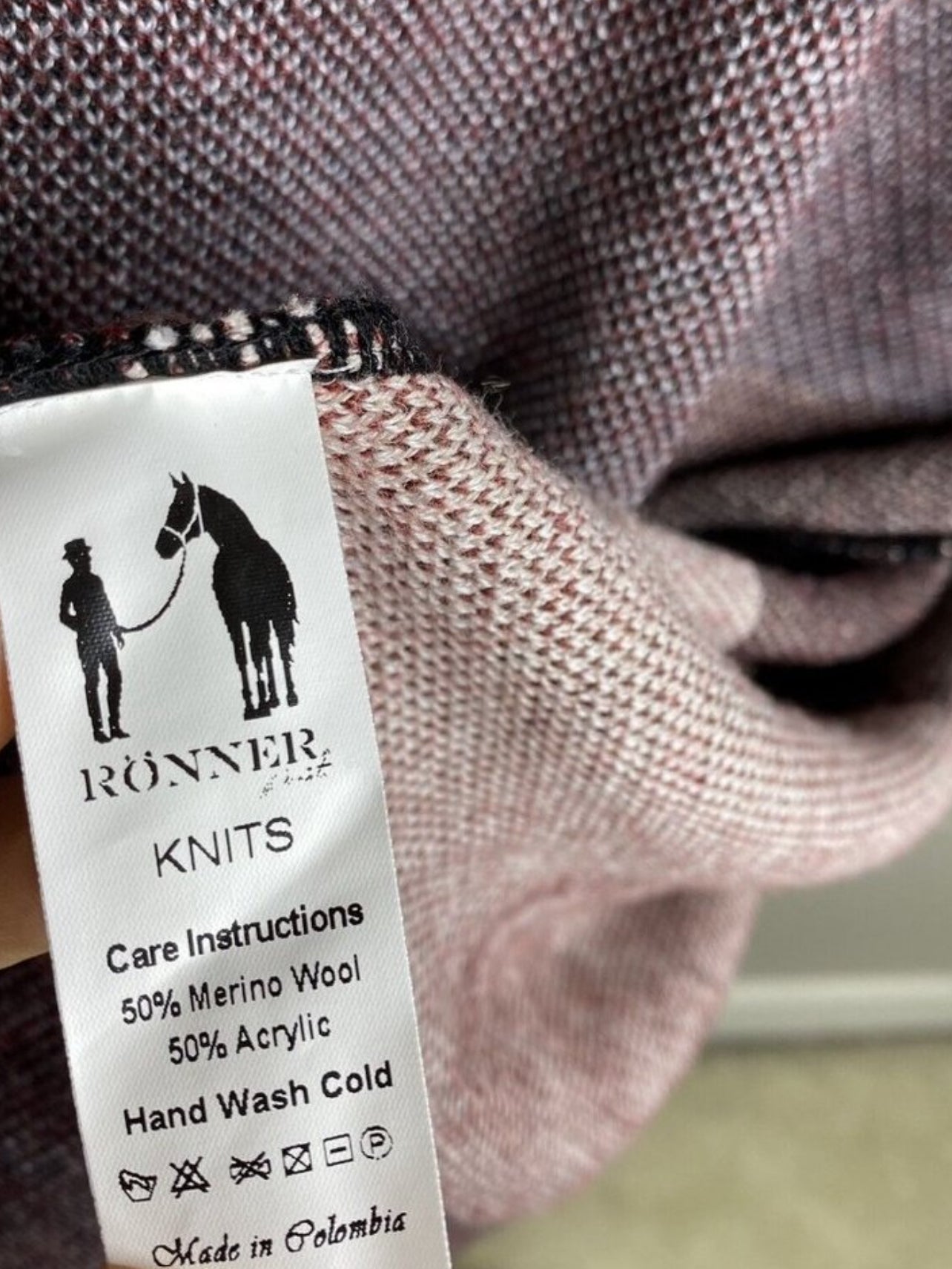 Ronner Plaid Horse Cardigan Open Front Sweater - Size Large / XL