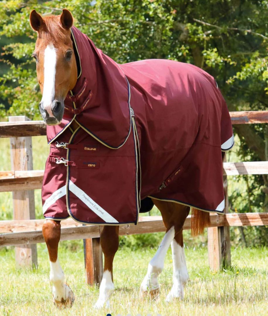 Premiere Equine Buster Zero Turnout Rug with Classic Neck Cover - Burgundy Size 152 CM / 60" NEW
