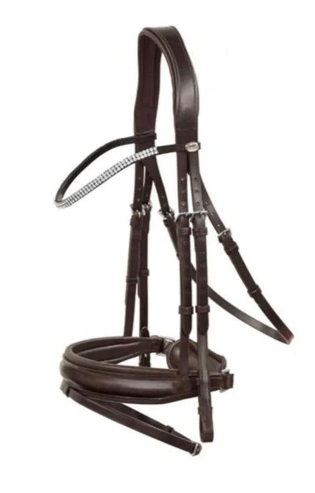 Schockemohle Manhattan Dressage Bridle, Espresso/Brown Full Size NEW