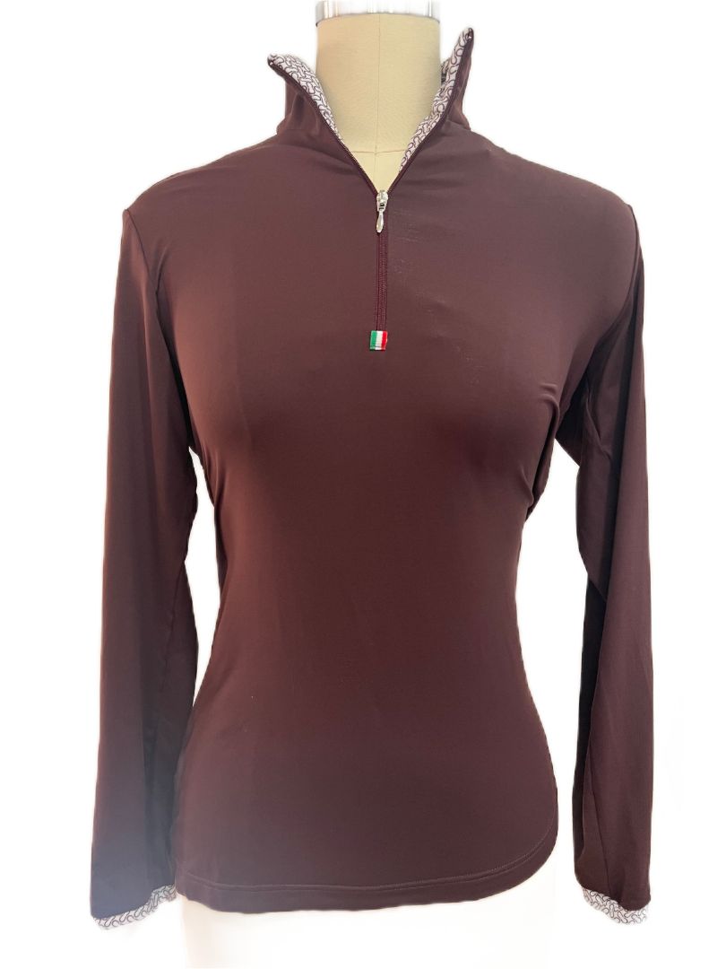 For Horses Gioconda Long Sleeve Training Schooling Shirt - Merlot / Size Medium