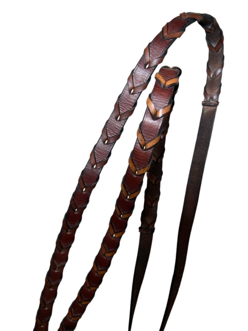 Passport Plain Raised Bridle with Braided Reins- Brown / Size Large Horse