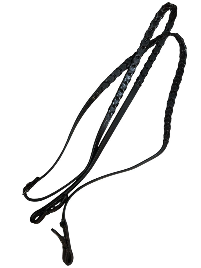Plymouth Plain Laced Reins by SmartPak- Dark Brown / Horse Size