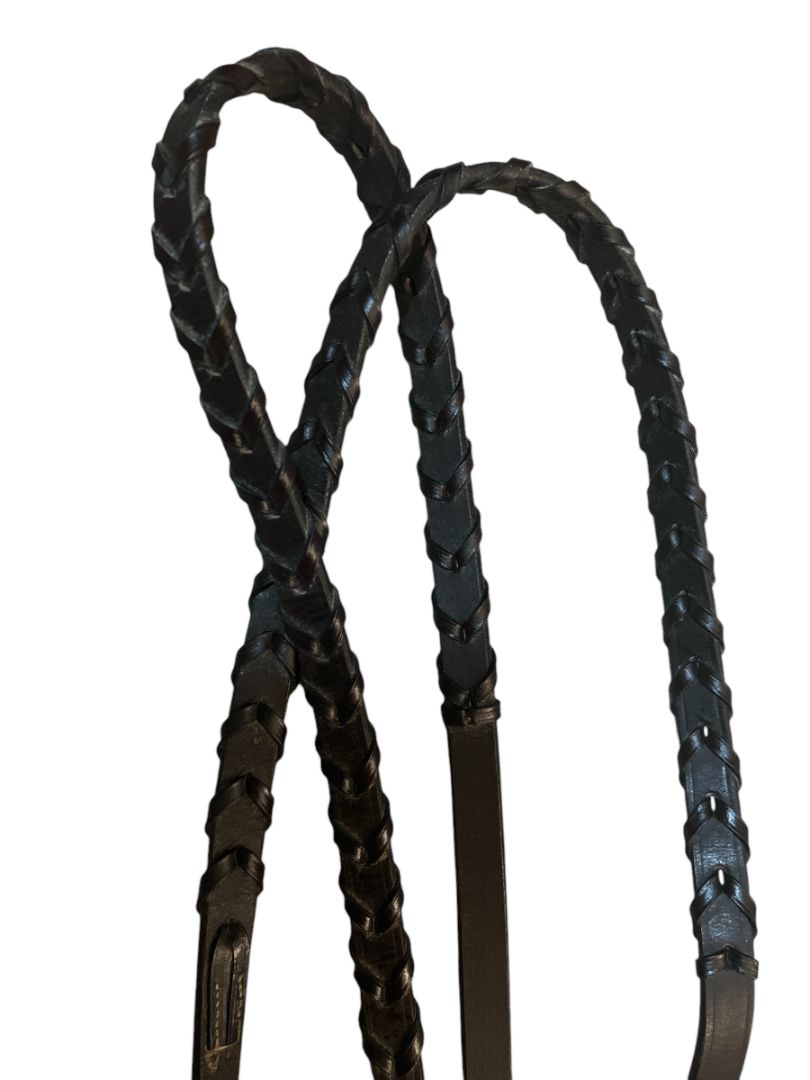 Plymouth Plain Laced Reins by SmartPak- Dark Brown / Horse Size