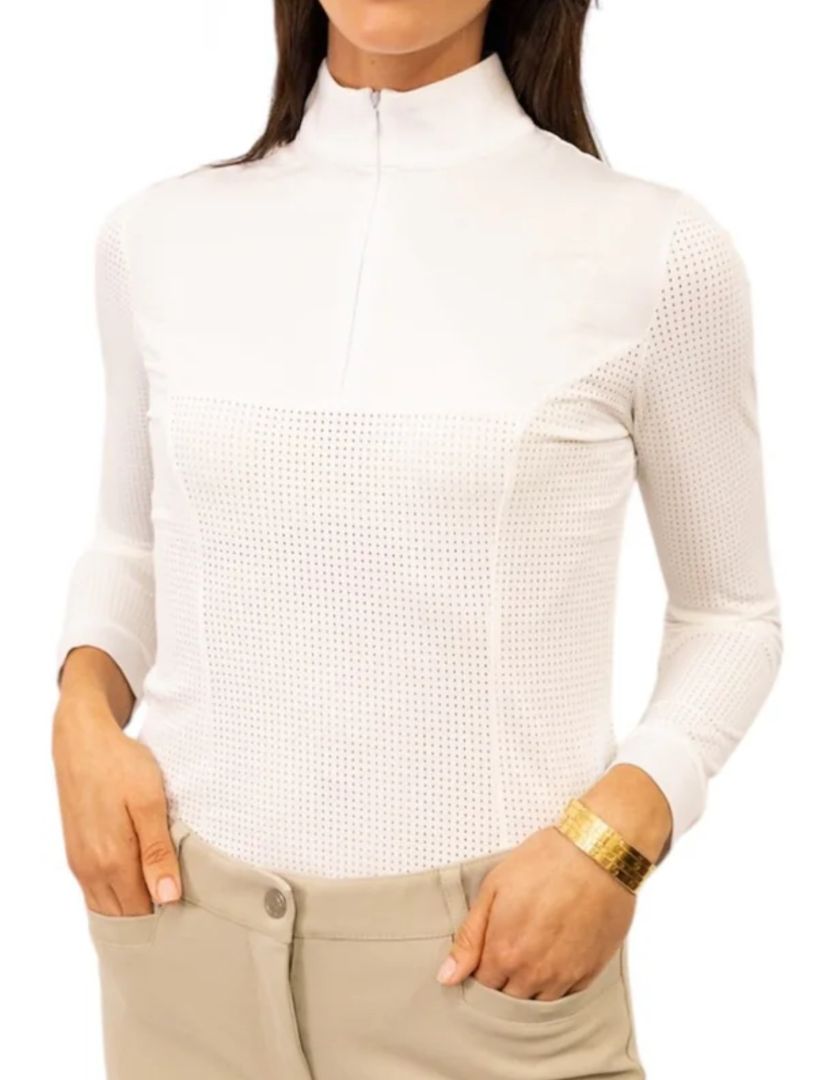 Equisite Women's Pauline Show Shirt Longs Sleeve - White / Size Small NEW