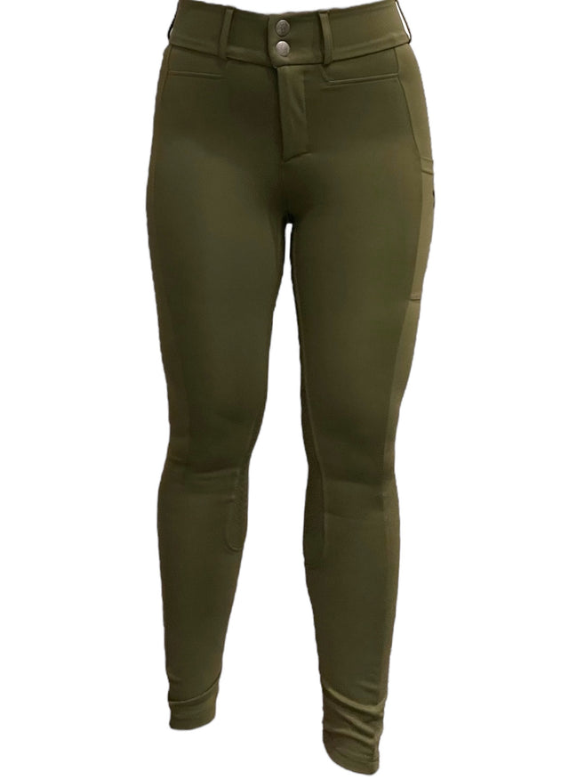 Kingsland KL Kaya Full Seat Grip Breeches - Green Olive Night / Size EU 34 (US 24) NEW