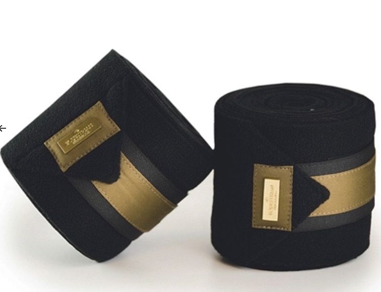 Equestrian Stockholm Black Golden Brass Polo Wraps