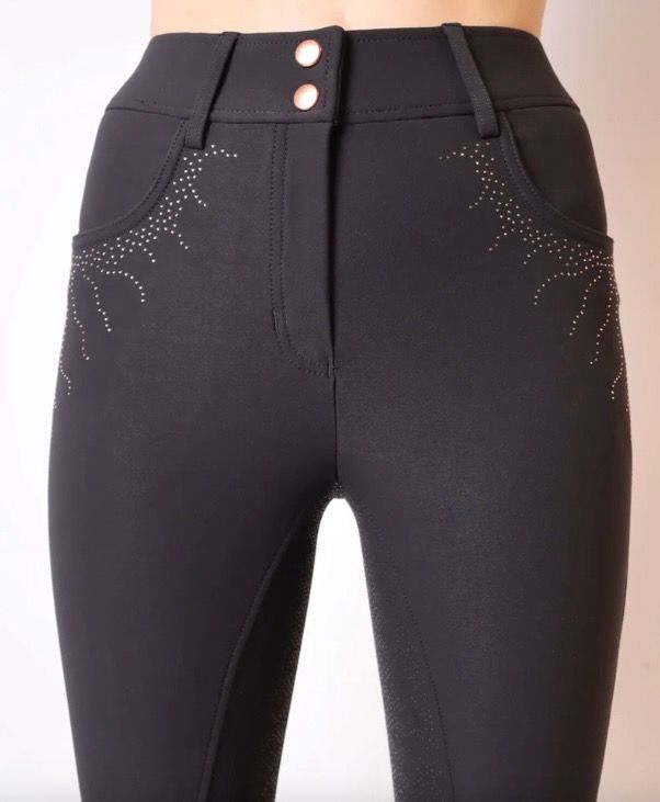Montar Femke Yati Normal Waist, Mid Rise Crystal Lians Full Grip Breech Black Size 40 - US 28 NEW