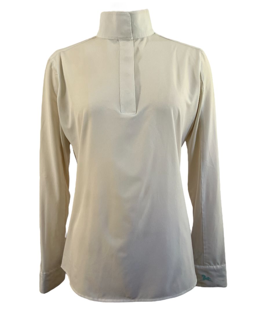 RJ Classics Carly Long Sleeve Show Shirt -Size Large / White Frenchie print