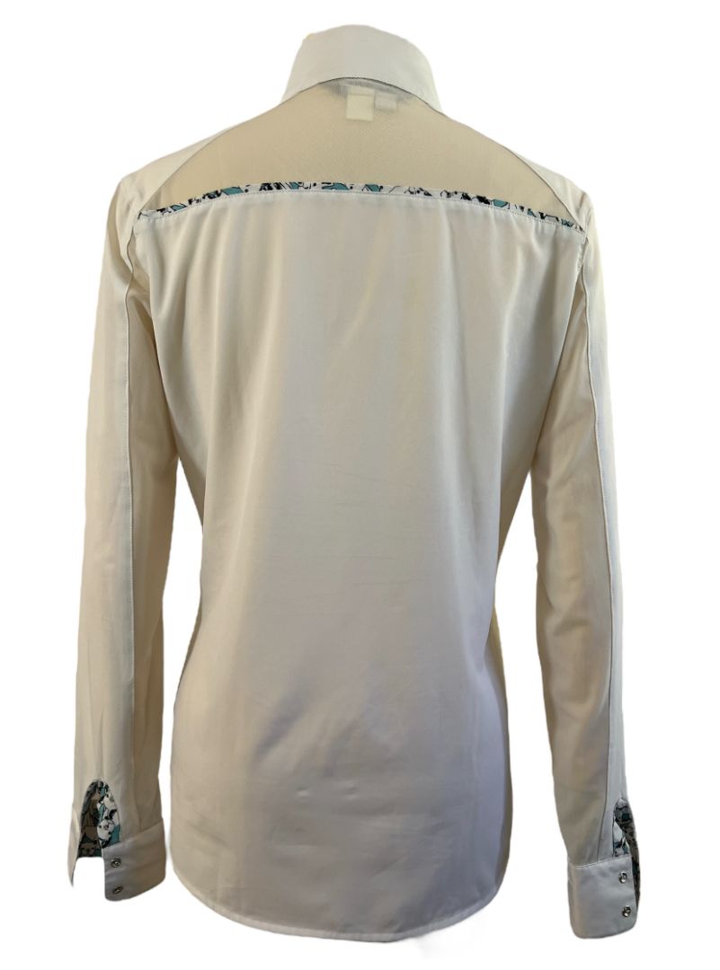 RJ Classics Carly Long Sleeve Show Shirt -Size Large / White Frenchie print