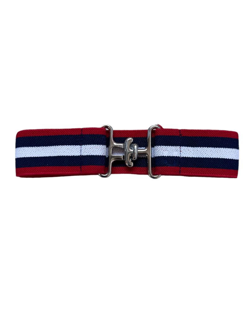 Ruespari Kid's Belt- Red White & Blue with Silver Surcingle - Size M/L Youth (12-14)