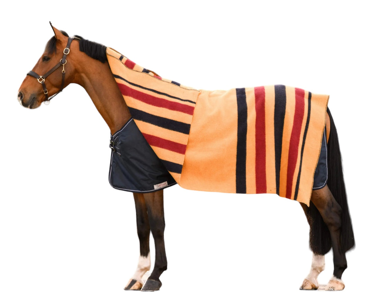 Integrity Linens Wool Blanket / Wool Cooler Yellow Black & Red Strips 68" x 80"