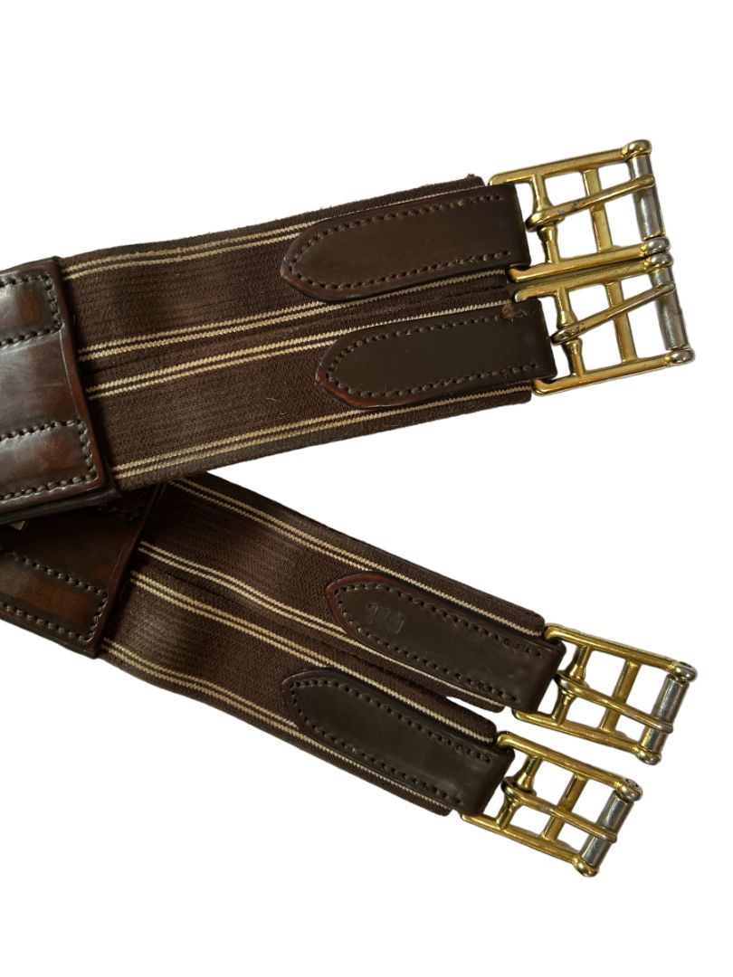 Horze Anatomical Leather Girth - Chocolate Brown Size 140CM/56"