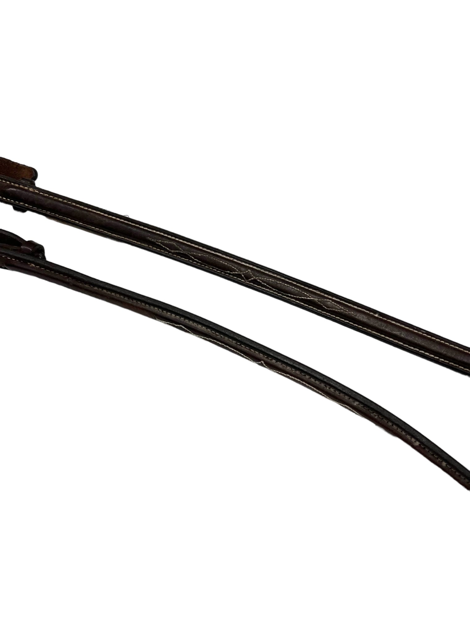 Beval Fancy Stitched Raised Laced Rein 5/8 - Dark Brown -Horse