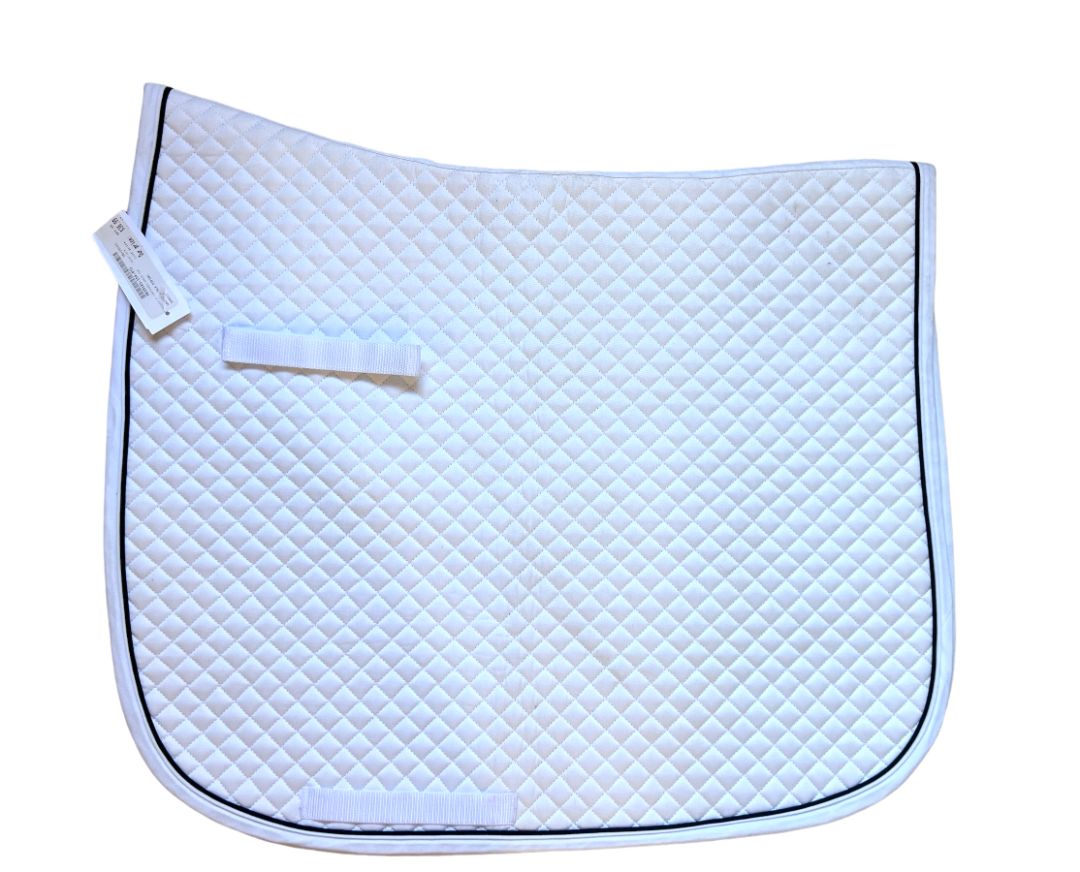 Dover Saddlery Quilted White Dressage Pad with Black Piping Brand New